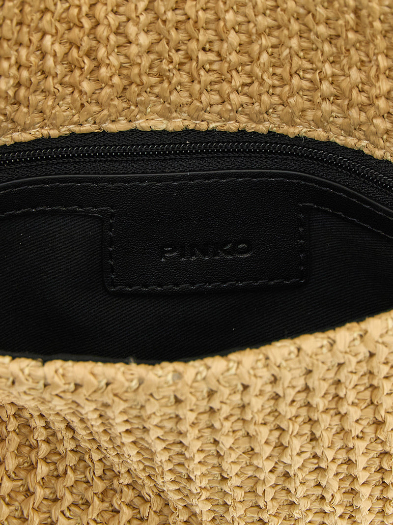 PINKO Love Click Soft Horizontal Beige Clutch Bag