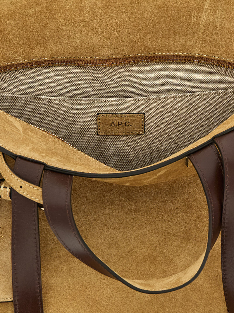 A.P.C. Le Drummer Brown Cowhide Tote Bag
