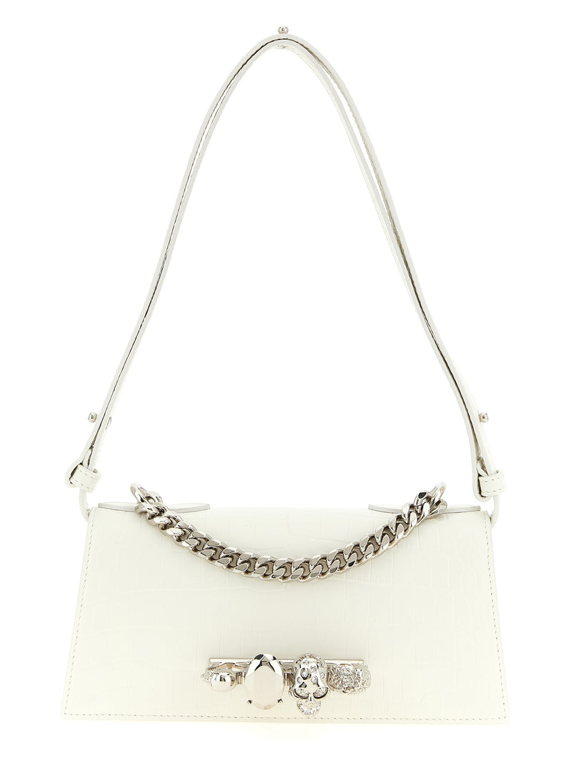 Alexander McQueen White Calfskin Shoulder Bag - Jewelled Mini