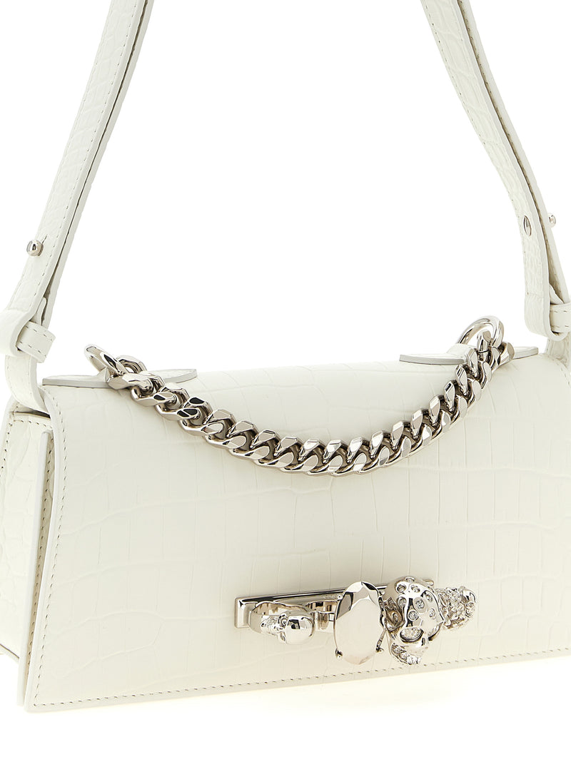 Alexander McQueen White Calfskin Shoulder Bag - Jewelled Mini