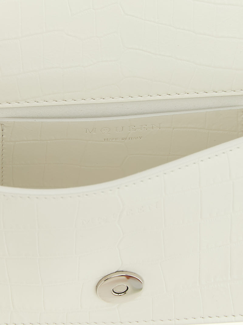 Alexander McQueen White Calfskin Shoulder Bag - Jewelled Mini