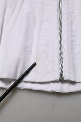 Dolce & Gabbana White Brown Cotton Sleeveless Corset Top