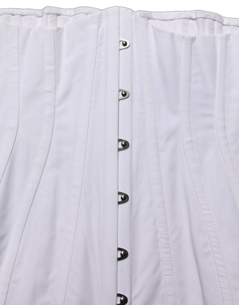 Dolce & Gabbana White Brown Cotton Sleeveless Corset Top