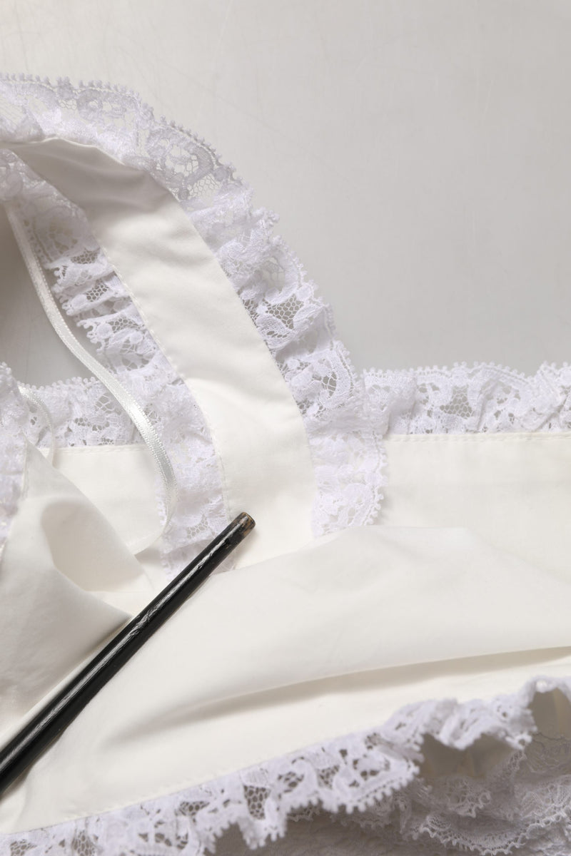 Dolce & Gabbana White Lace Trimmed Cotton Cropped Tank Top