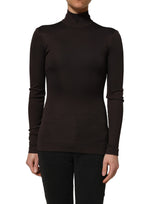 Dolce & Gabbana Brown Turtleneck Long Sleeve Blouse Top