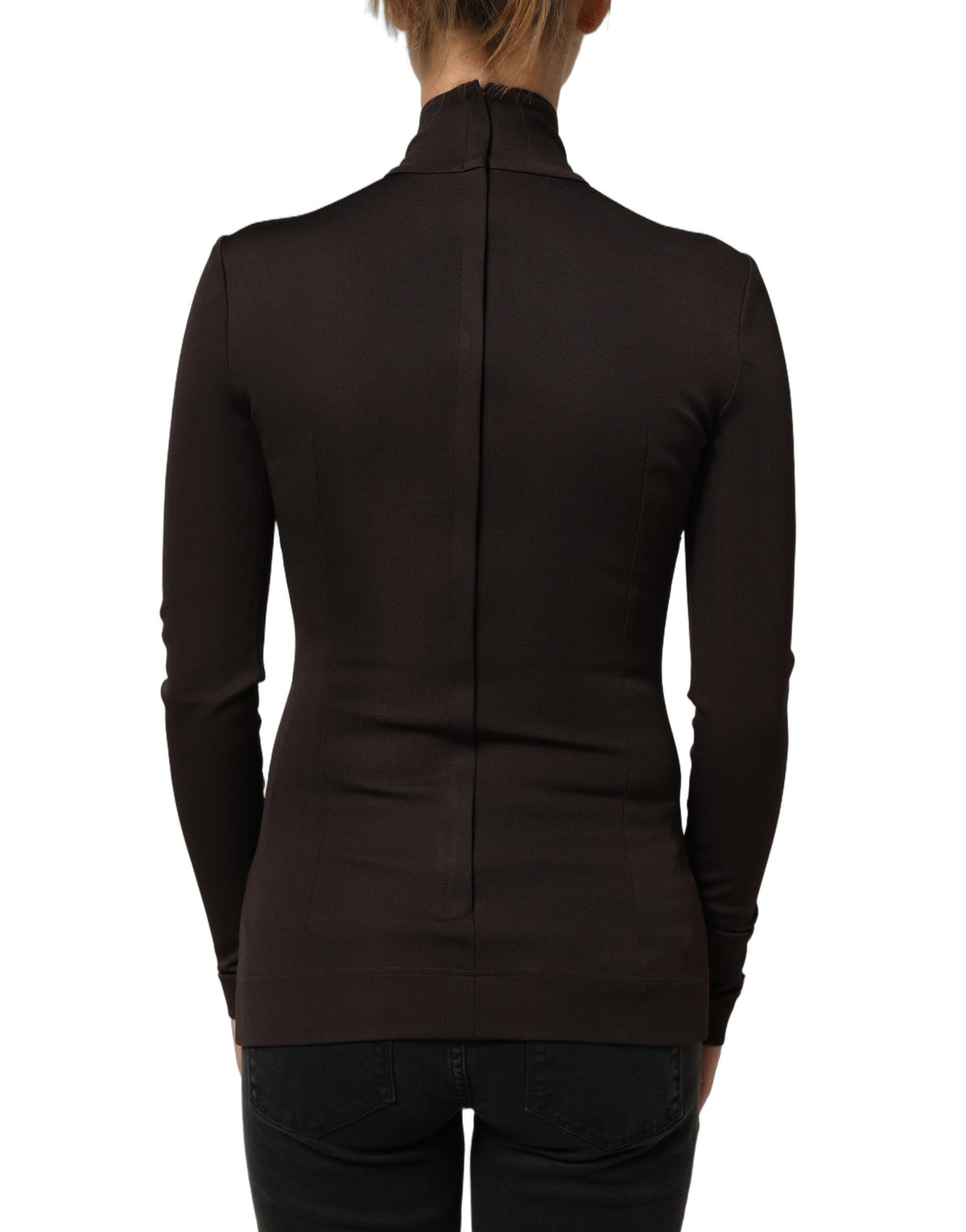 Dolce & Gabbana Brown Turtleneck Long Sleeve Blouse Top