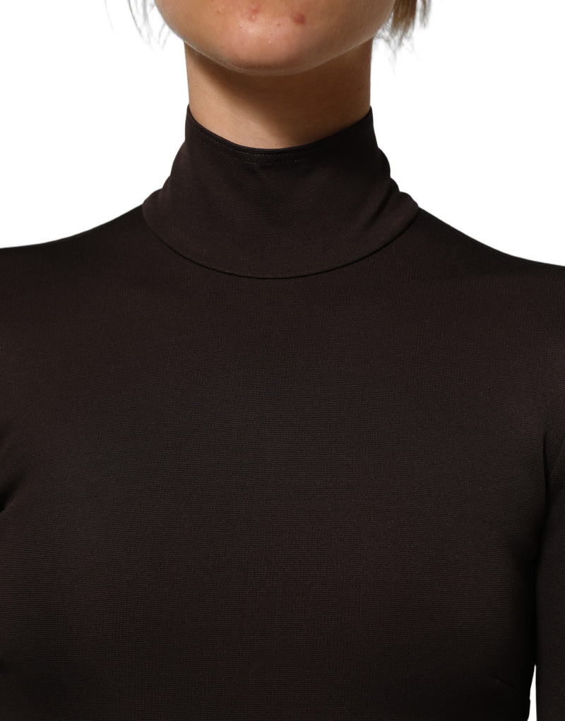 Dolce & Gabbana Brown Turtleneck Long Sleeve Blouse Top