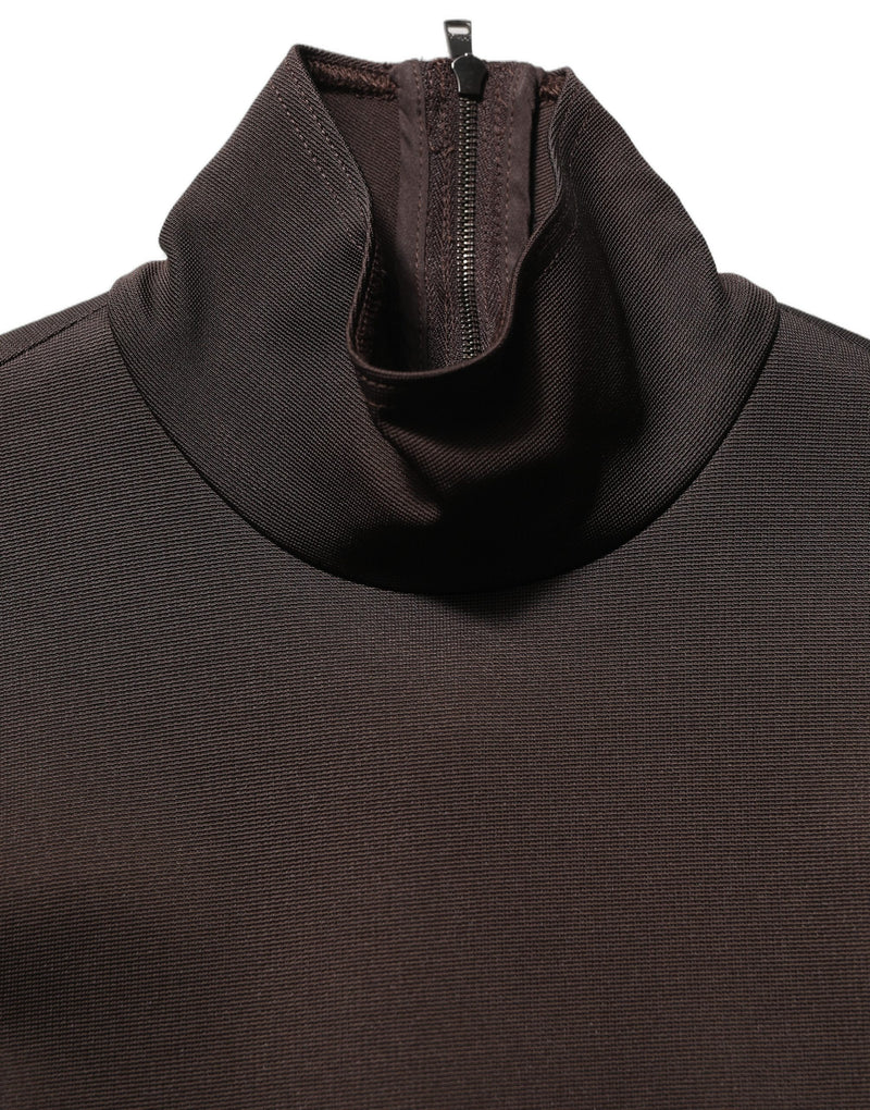 Dolce & Gabbana Brown Turtleneck Long Sleeve Blouse Top