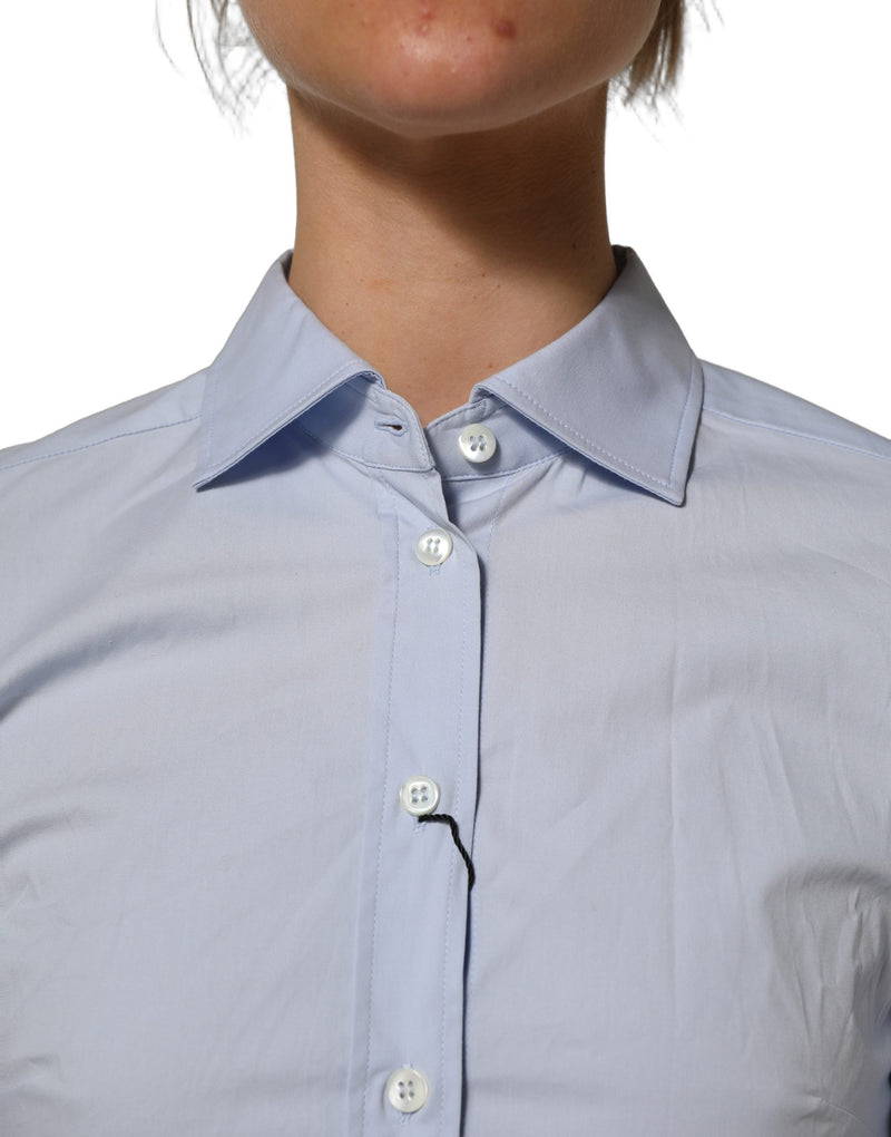 Dolce & Gabbana Blue Collared Long Sleeves Dress Shirt