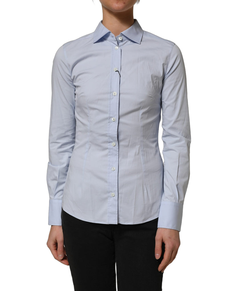 Dolce & Gabbana Blue Collared Long Sleeves Dress Shirt