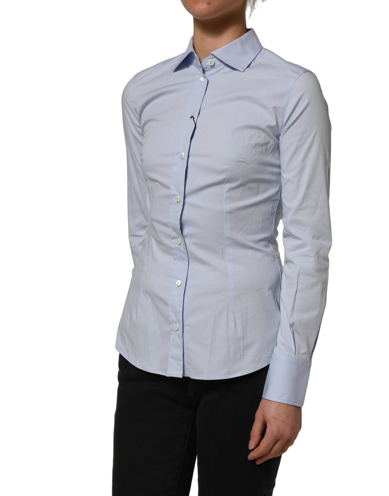 Dolce & Gabbana Blue Collared Long Sleeves Dress Shirt