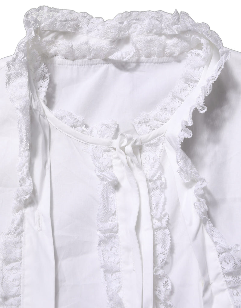 Dolce & Gabbana White Ruffled Lace Blouse Top for Women
