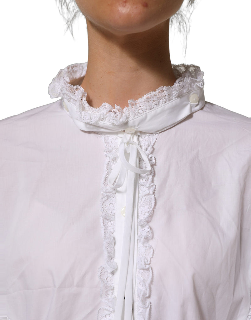 Dolce & Gabbana White Ruffled Lace Blouse Top for Women