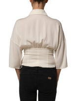 Haut Blouse Manches Longues à Col Lavallière Écru Dolce & Gabbana