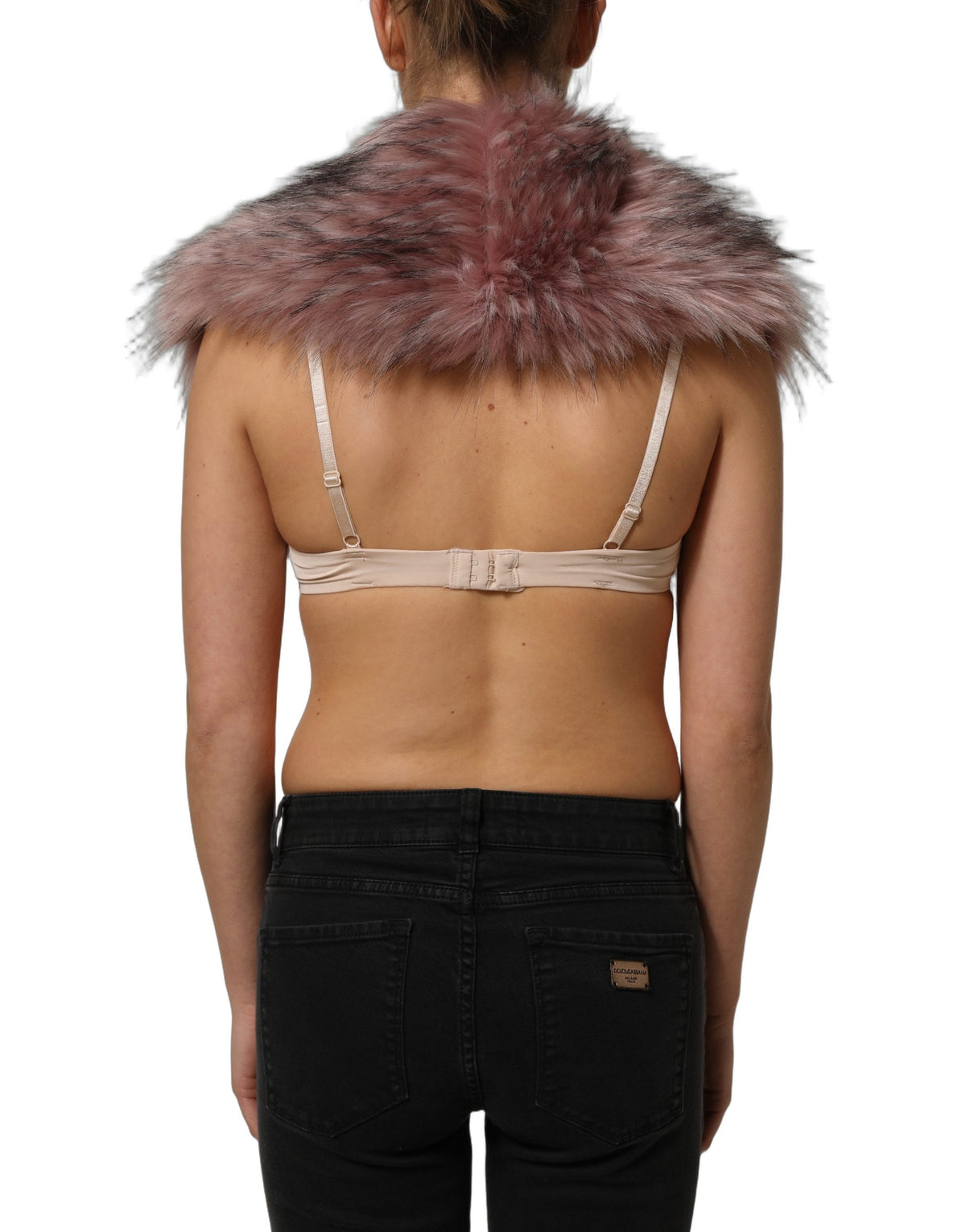 Dolce & Gabbana Pink Faux Fur Knit Shrug Vest Top