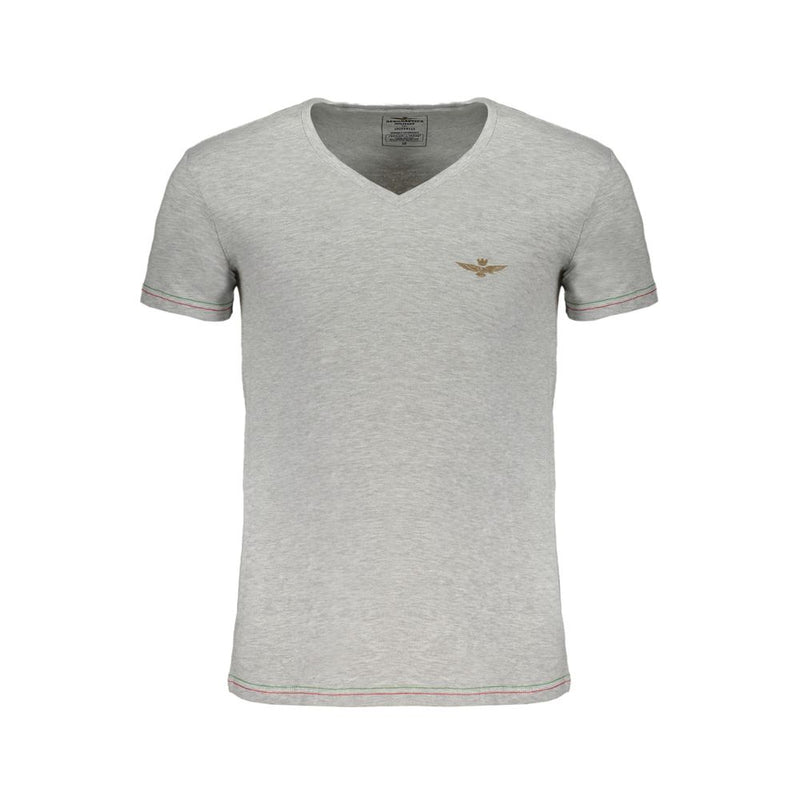 Aeronautica Militare Brown Cotton V-Neck T-Shirt for Men