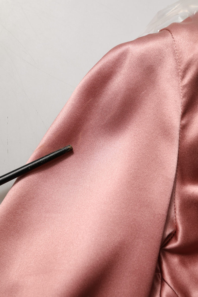 Dolce & Gabbana Pink Satin Silk V-neck Blouse with Long Sleeves