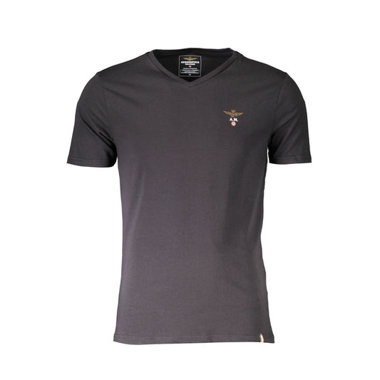 Aeronautica Militare Black Cotton Men's T-Shirt