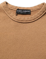 Dolce & Gabbana Brown Wool Cropped Blouse - Short Sleeves