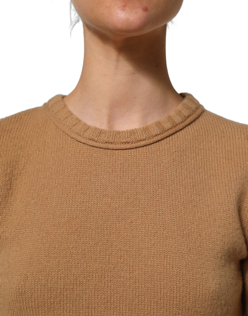 Dolce & Gabbana Brown Wool Cropped Blouse - Short Sleeves