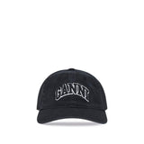 Ganni Black Cotton Baseball Cap - Chic and Comfortable Accessory