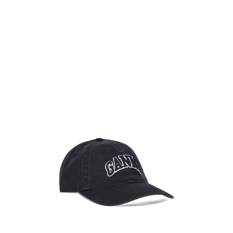 Ganni Black Cotton Baseball Cap - Chic and Comfortable Accessory