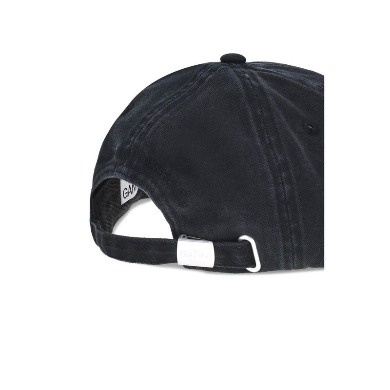 Ganni Black Cotton Baseball Cap - Chic and Comfortable Accessory