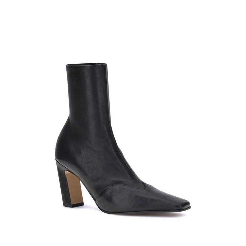 Khaite Black Calf Leather Bos Taurus Ankle Boots