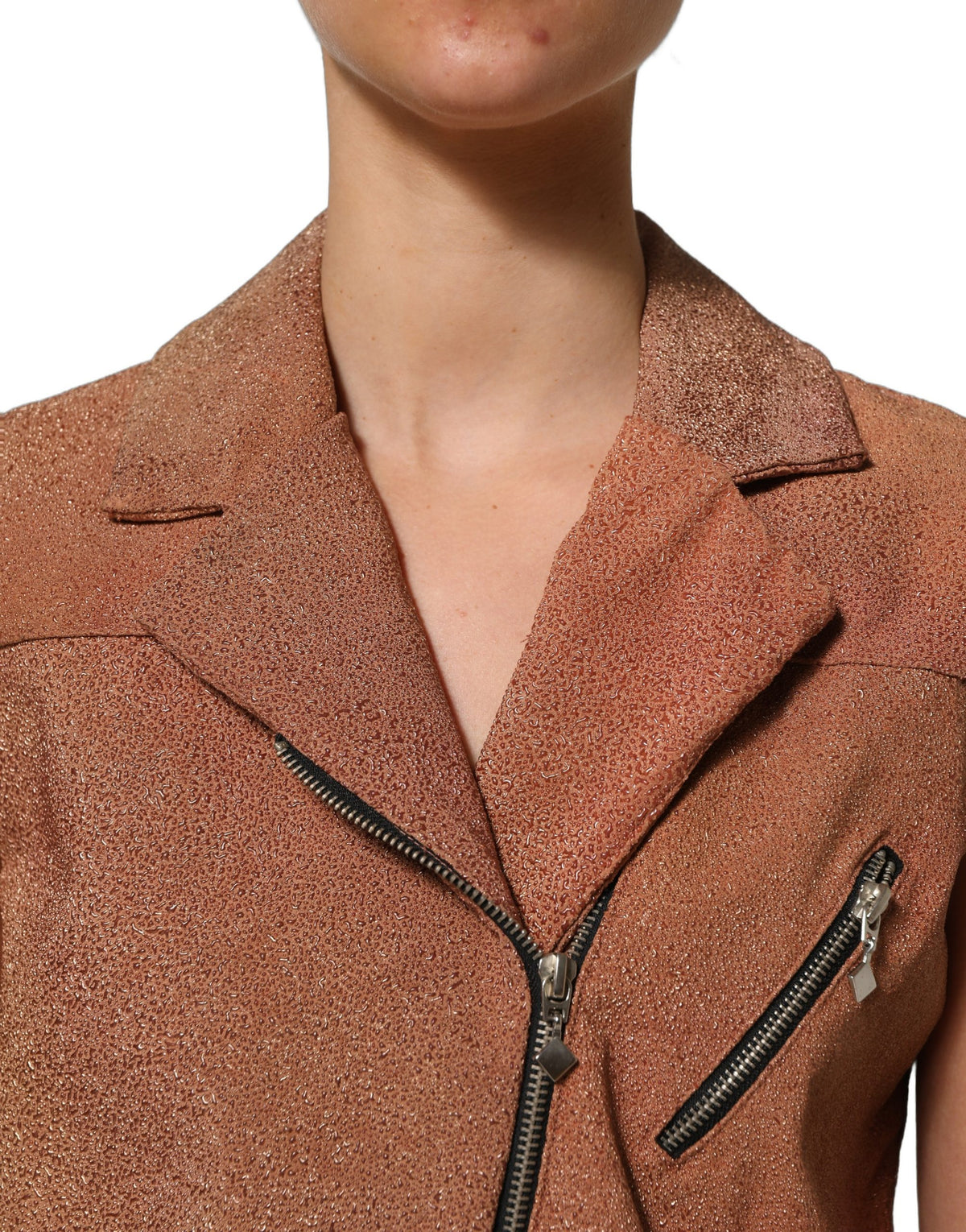 Lamberto Petri Brown Leather Sleeveless Top for Women