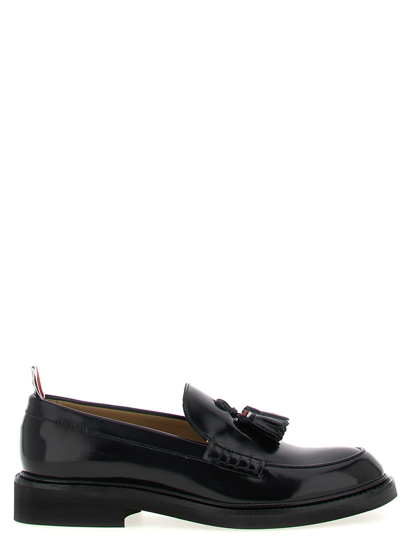 Thom Browne Black Calfskin Slip-On Loafers for Women