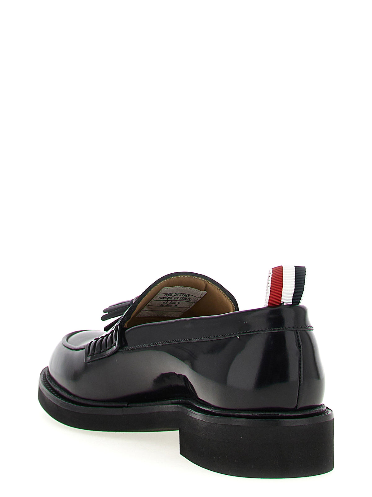 Thom Browne Black Calfskin Slip-On Loafers for Women