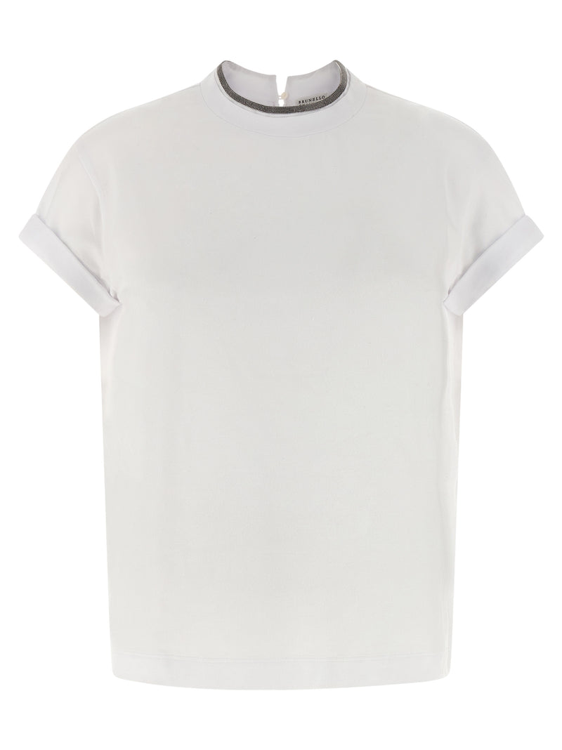 Brunello Cucinelli White Cotton T-Shirt for Women