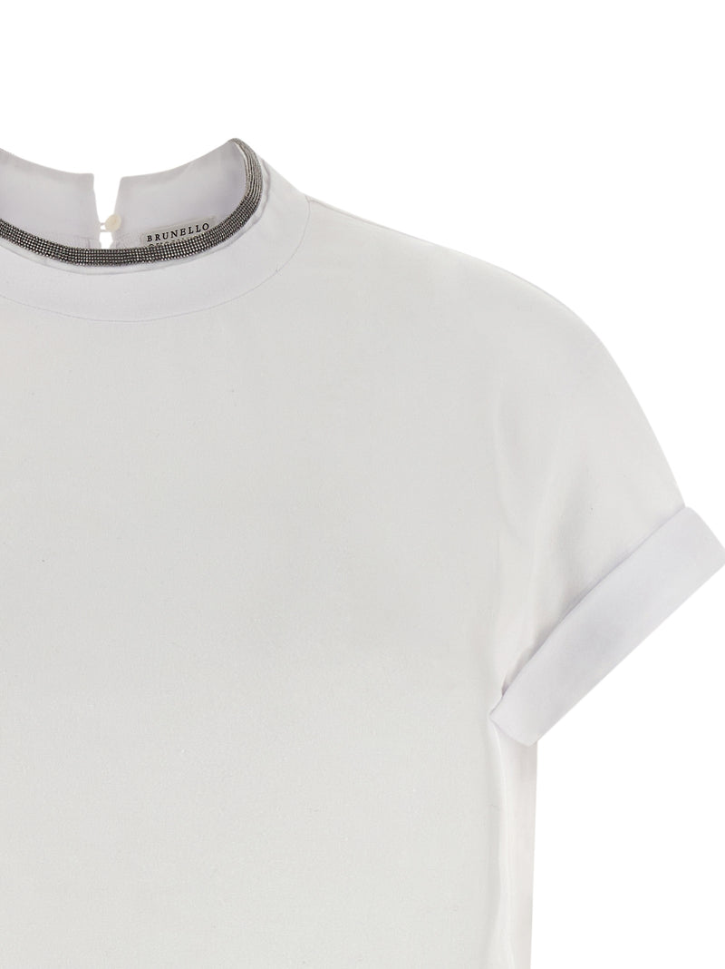 Brunello Cucinelli White Cotton T-Shirt for Women
