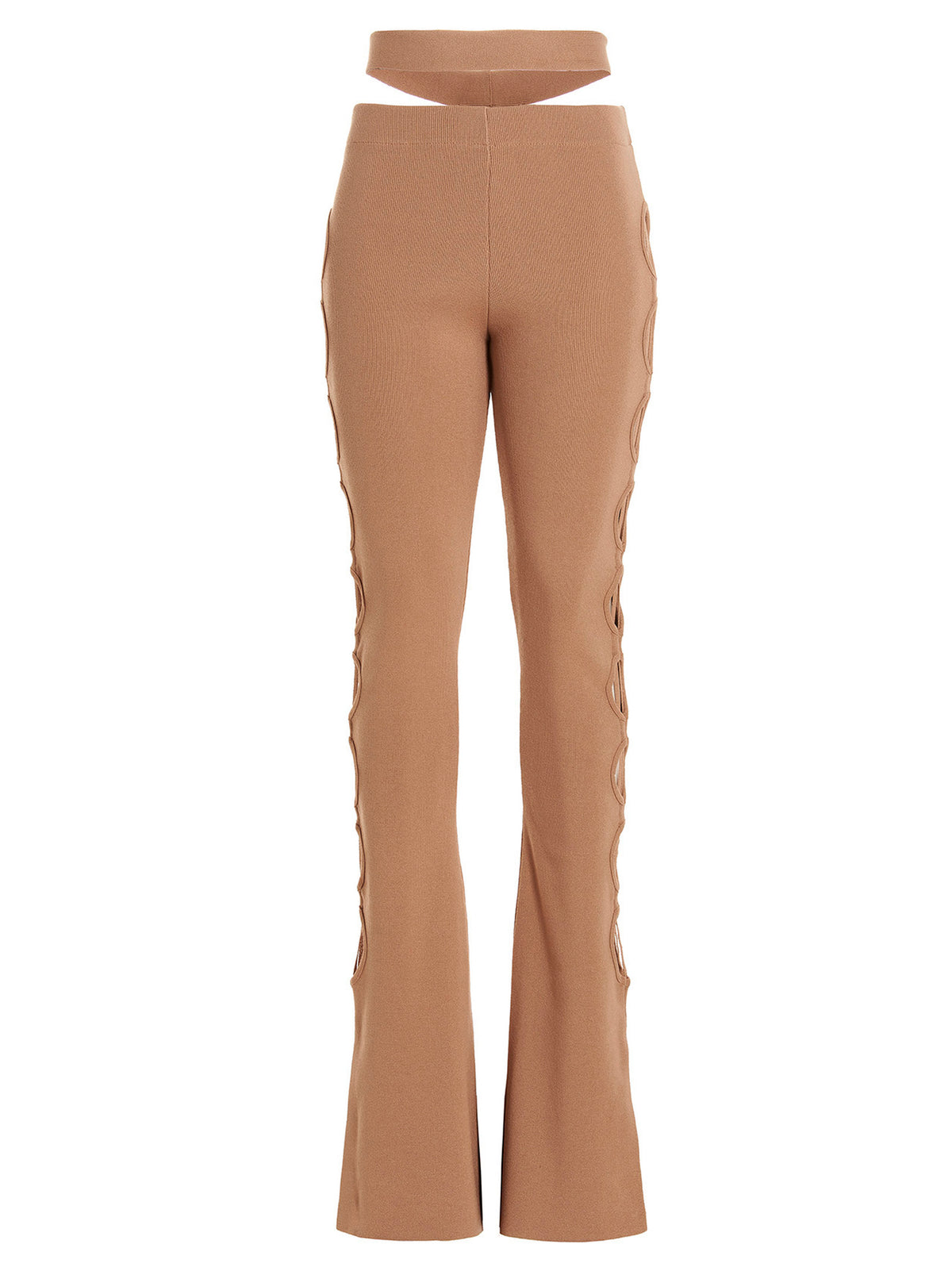 ANDREĀDAMO Beige Viscose Flared Pants for Women