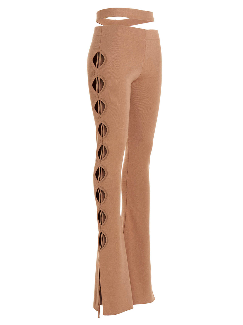 ANDREĀDAMO Beige Viscose Flared Pants for Women