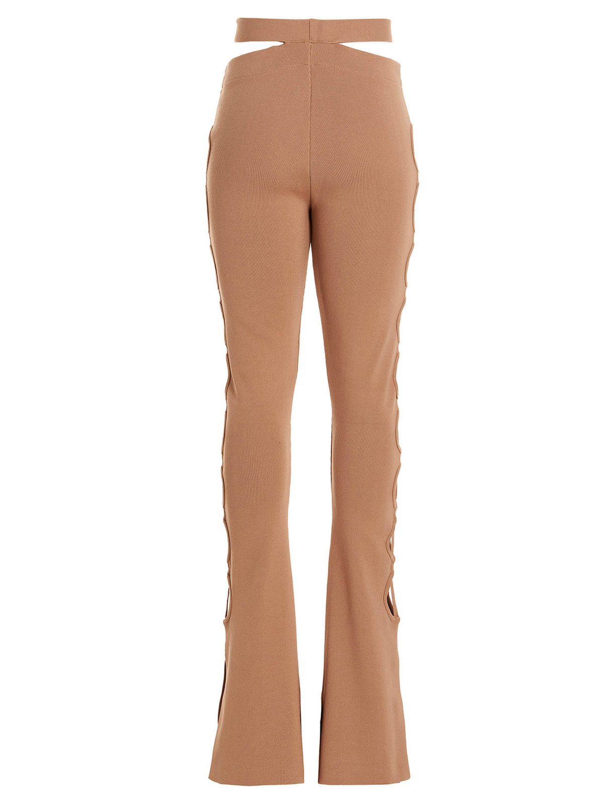 ANDREĀDAMO Beige Viscose Flared Pants for Women