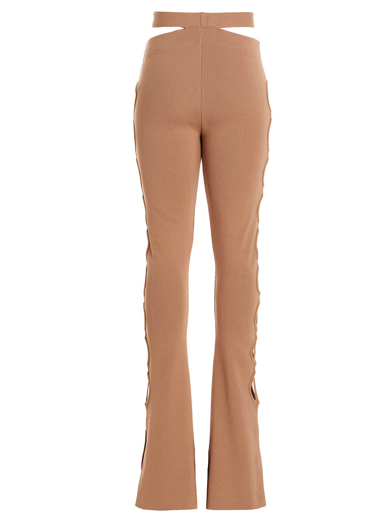 ANDREĀDAMO Beige Viscose Flared Pants for Women