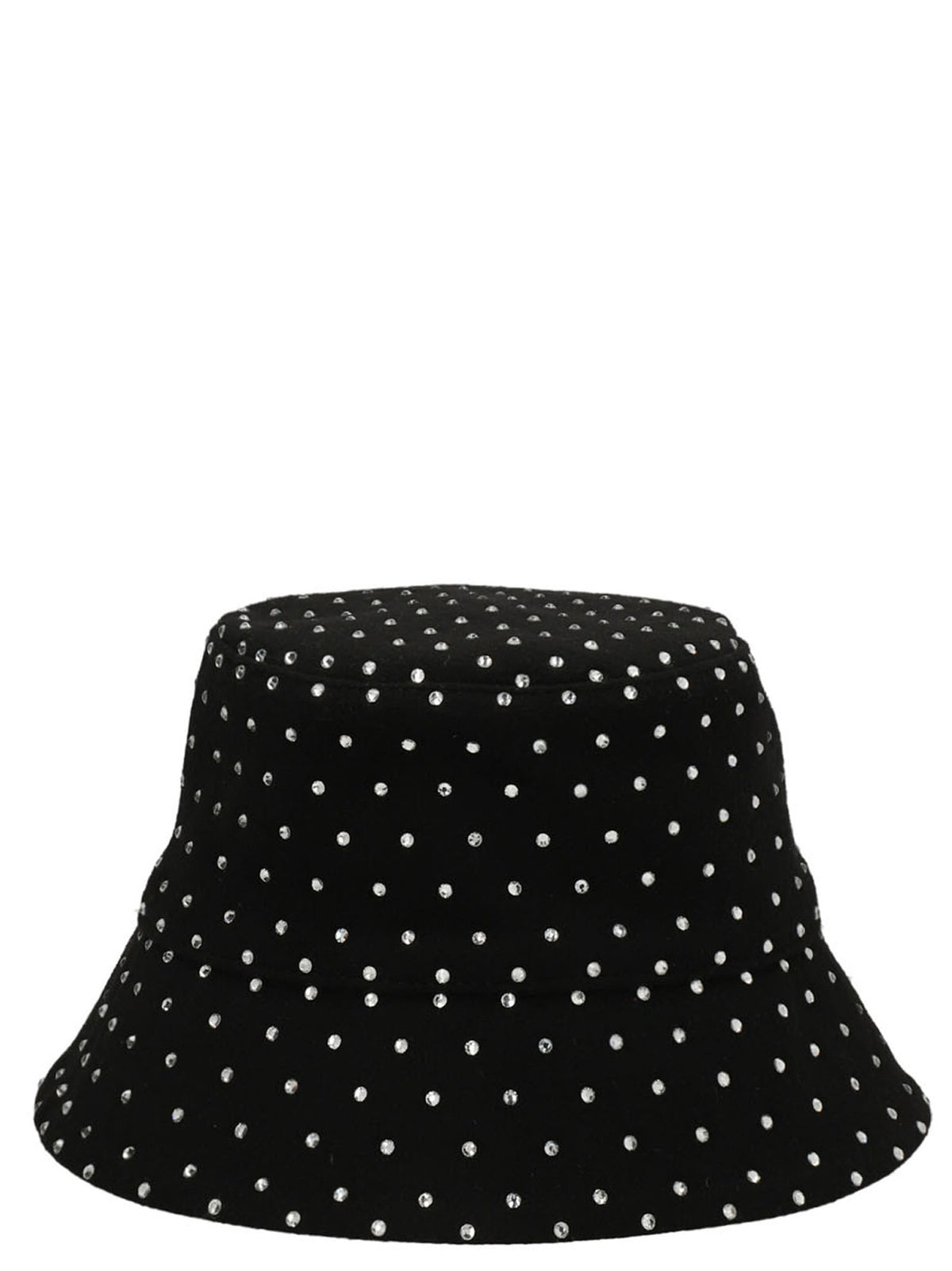 RUSLAN BAGINSKIY Black Wool Bucket Hat with Crystal Appliqué