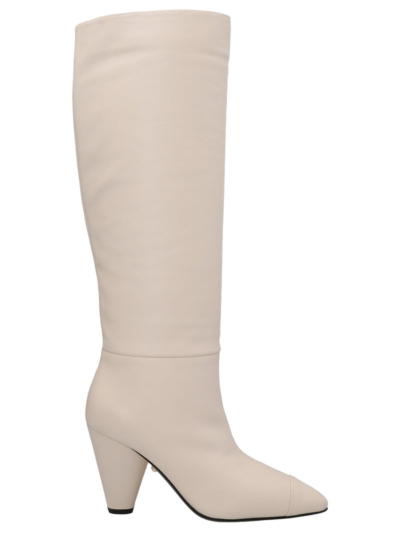 ALEVÌ Naty White Leather Over The Knee Boots