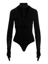 Ambush Black Viscose Bodysuit with Heart-Shaped Glove
