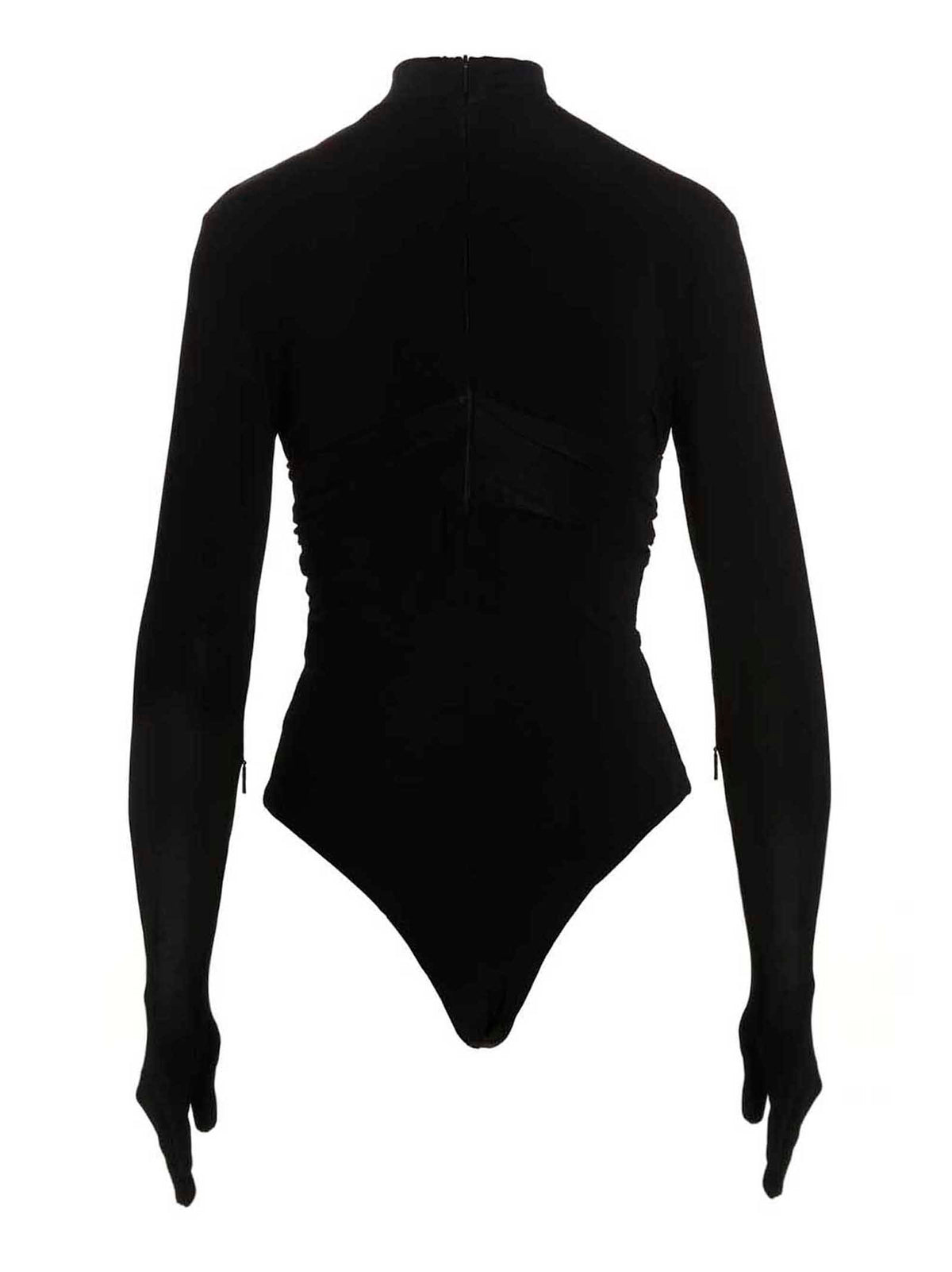 Ambush Black Viscose Bodysuit with Heart-Shaped Glove