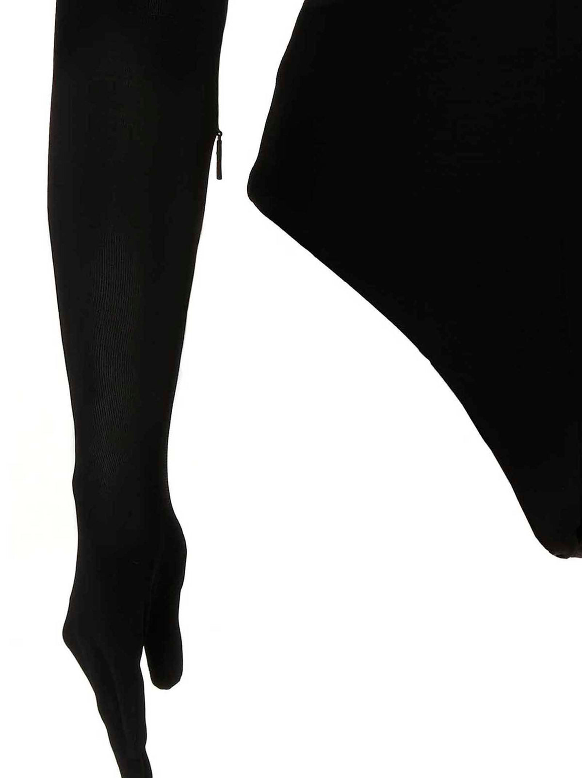 Ambush Black Viscose Bodysuit with Heart-Shaped Glove