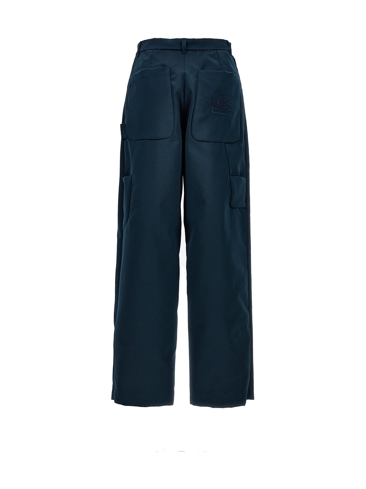 Etro Blue Polyester Cargo Pants with Iconic Embroidery