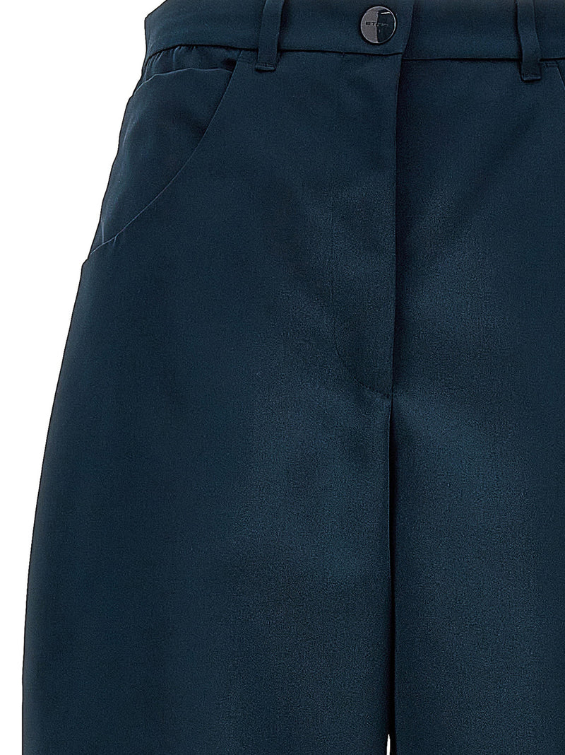 Etro Blue Polyester Cargo Pants with Iconic Embroidery