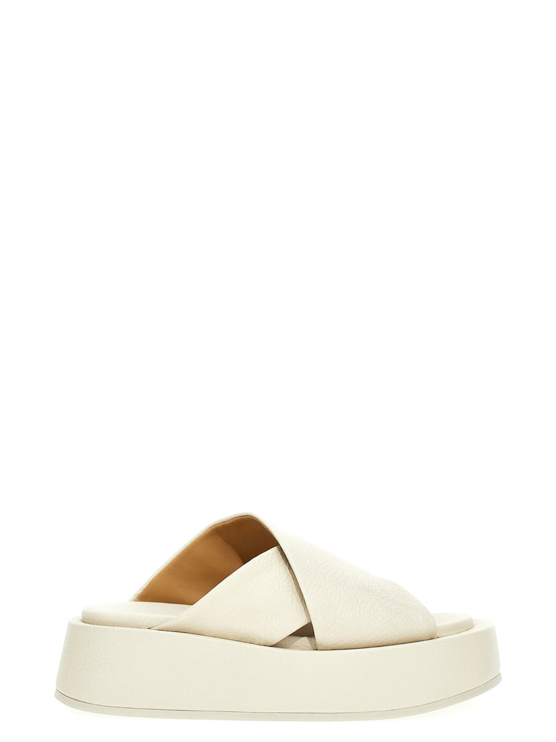 Marsell White Calfskin Slides for Women