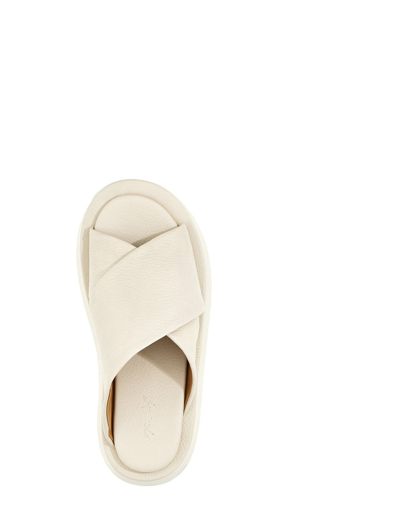 Marsell White Calfskin Slides for Women