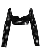 Giambattista Valli Black Long Sleeve T-Shirt with Bow Appliqué