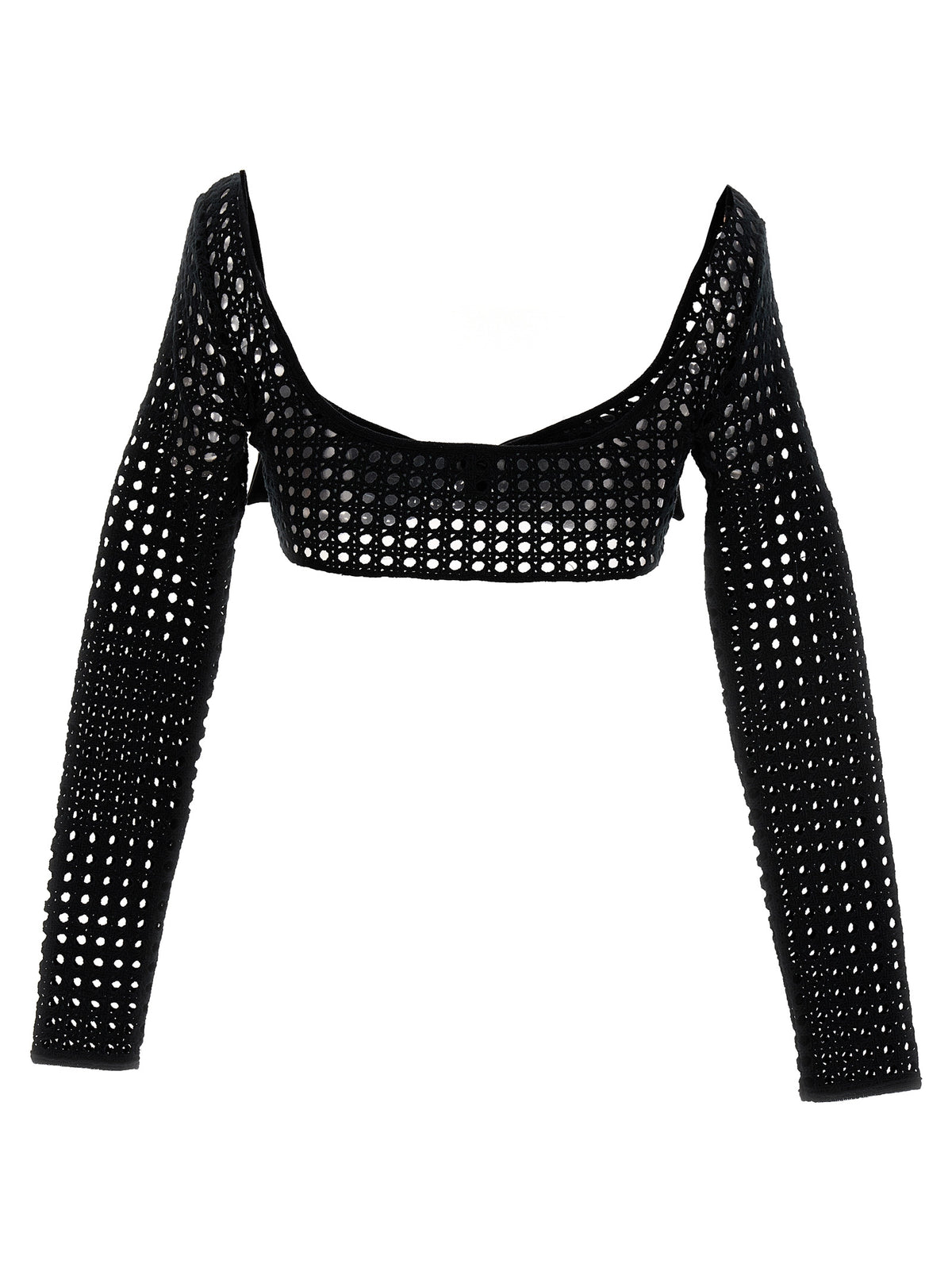 Giambattista Valli Black Long Sleeve T-Shirt with Bow Appliqué