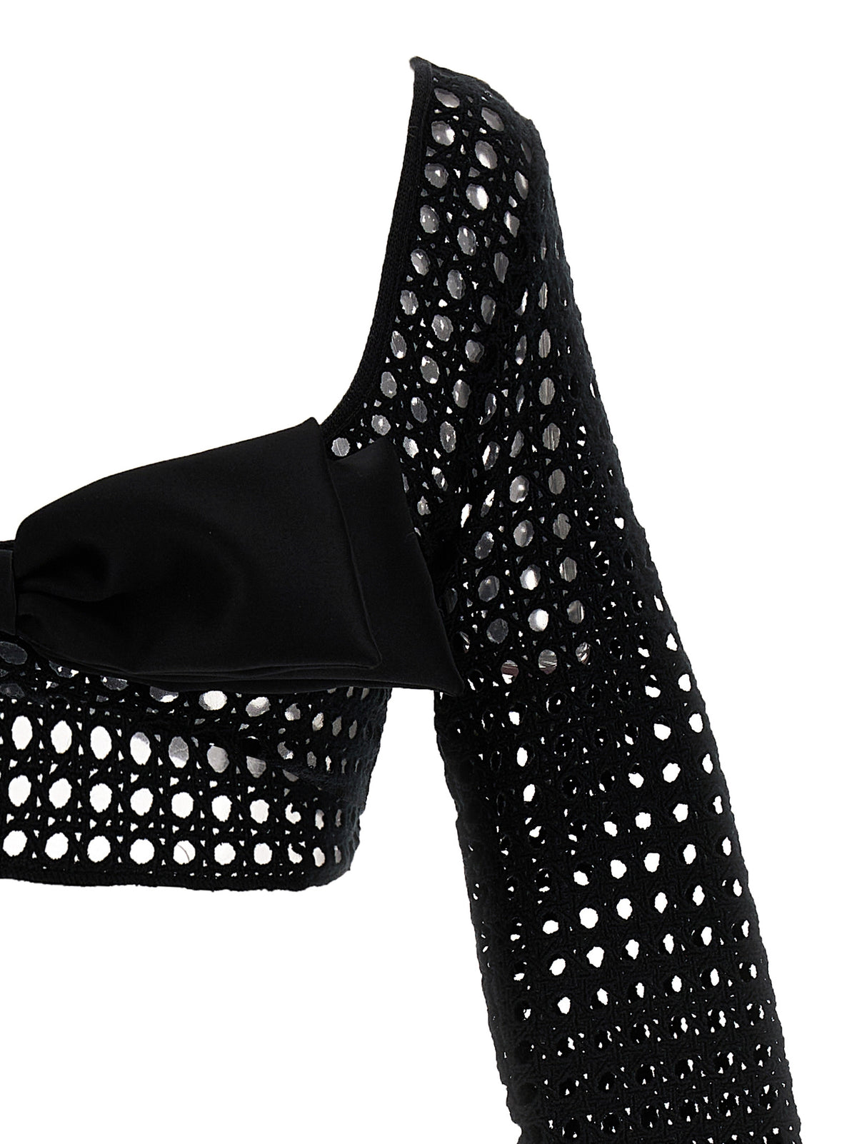 Giambattista Valli Black Long Sleeve T-Shirt with Bow Appliqué