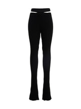 ANDREĀDAMO Black Viscose Flared Pants for Women